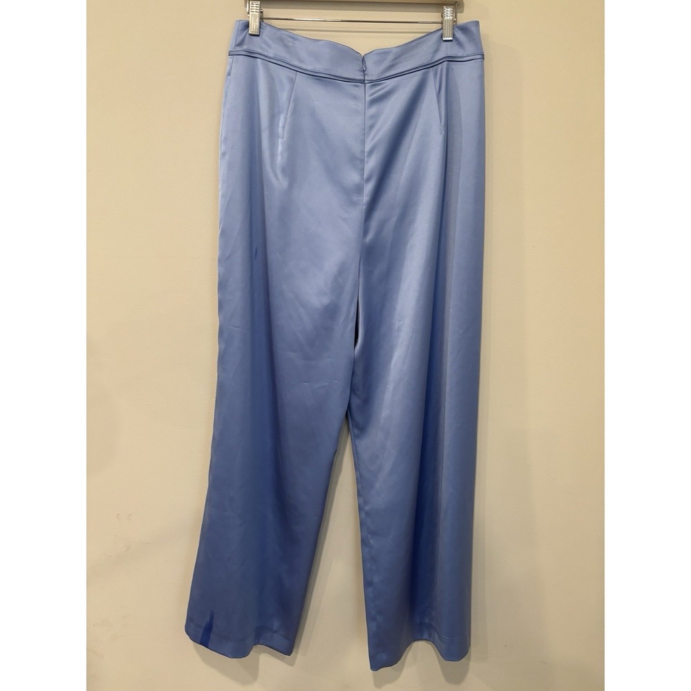 Gianni Bini Women's Satin Wide Leg Blue Dress Pant Size‎ 14 Formal Periwinkle